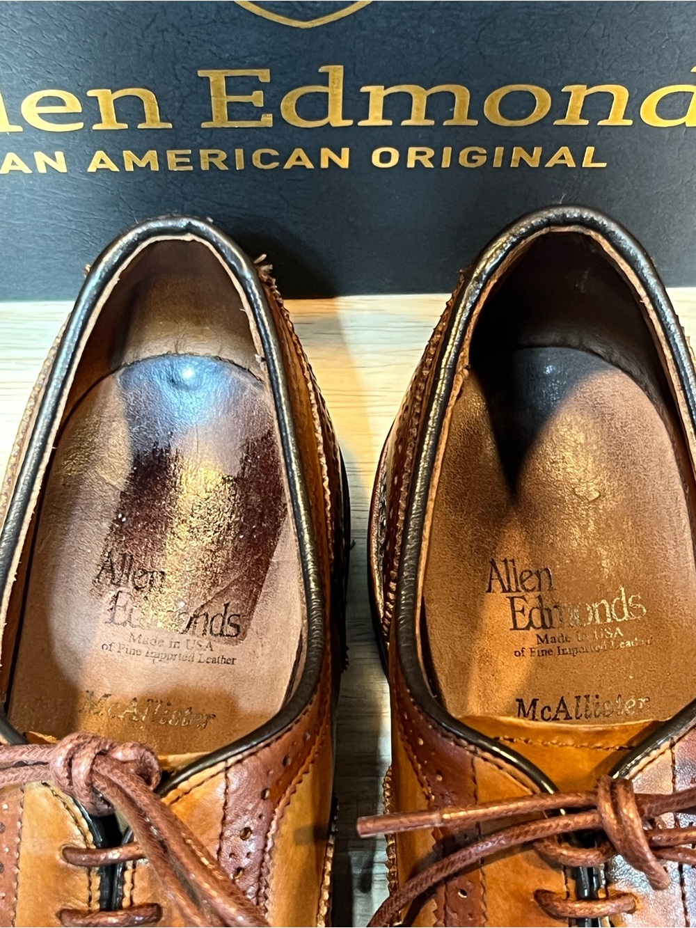 Allen Edmonds Two-Tone Brown Wingtip Oxfords - Picture 8 of 16
